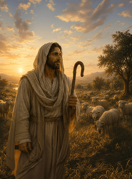 A calm illustration of Christ the Shepherd